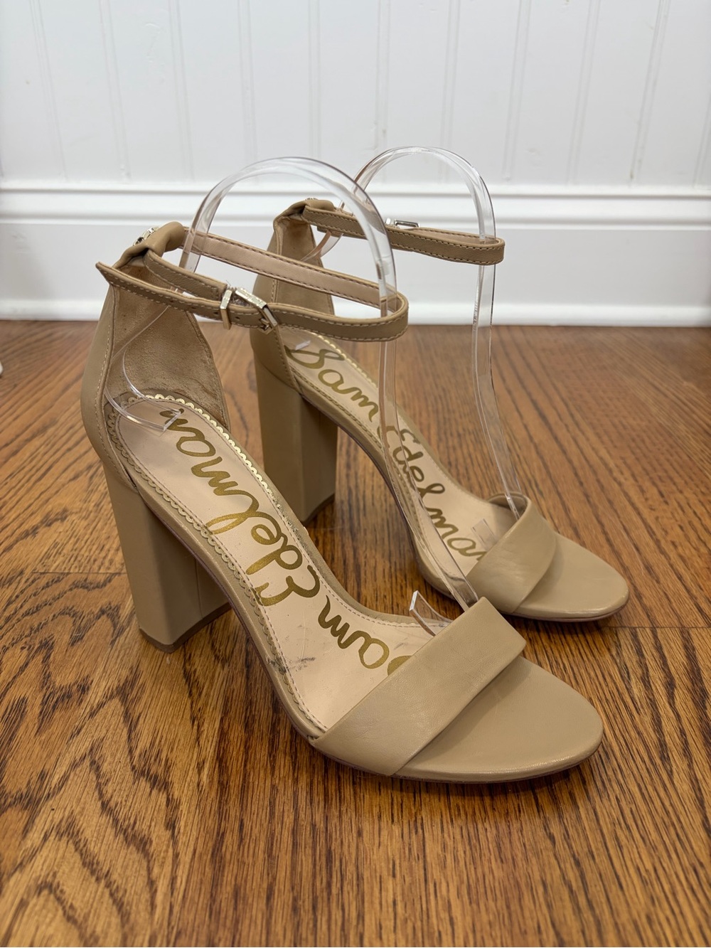 Sam Edelman 4" Yaro Nude Neutral Ankle-Strap Block Heel Sandal (7.5) - Picture 2 of 9